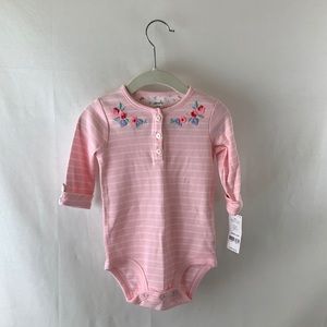 Carter’s Pink Striped Bodysuit with Flowers